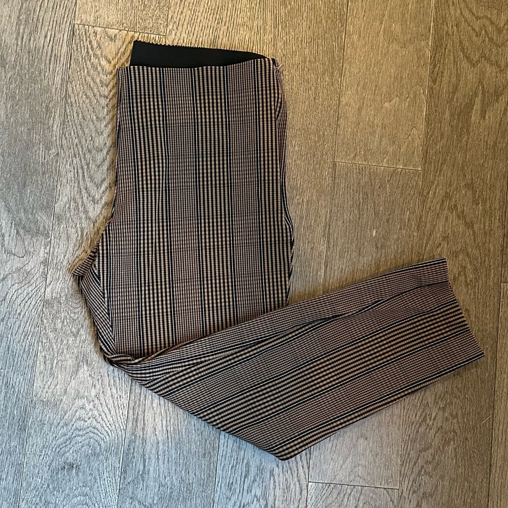 A New Day Cotton Blend Brown Plaid Pattern Cropped Pants Size 12